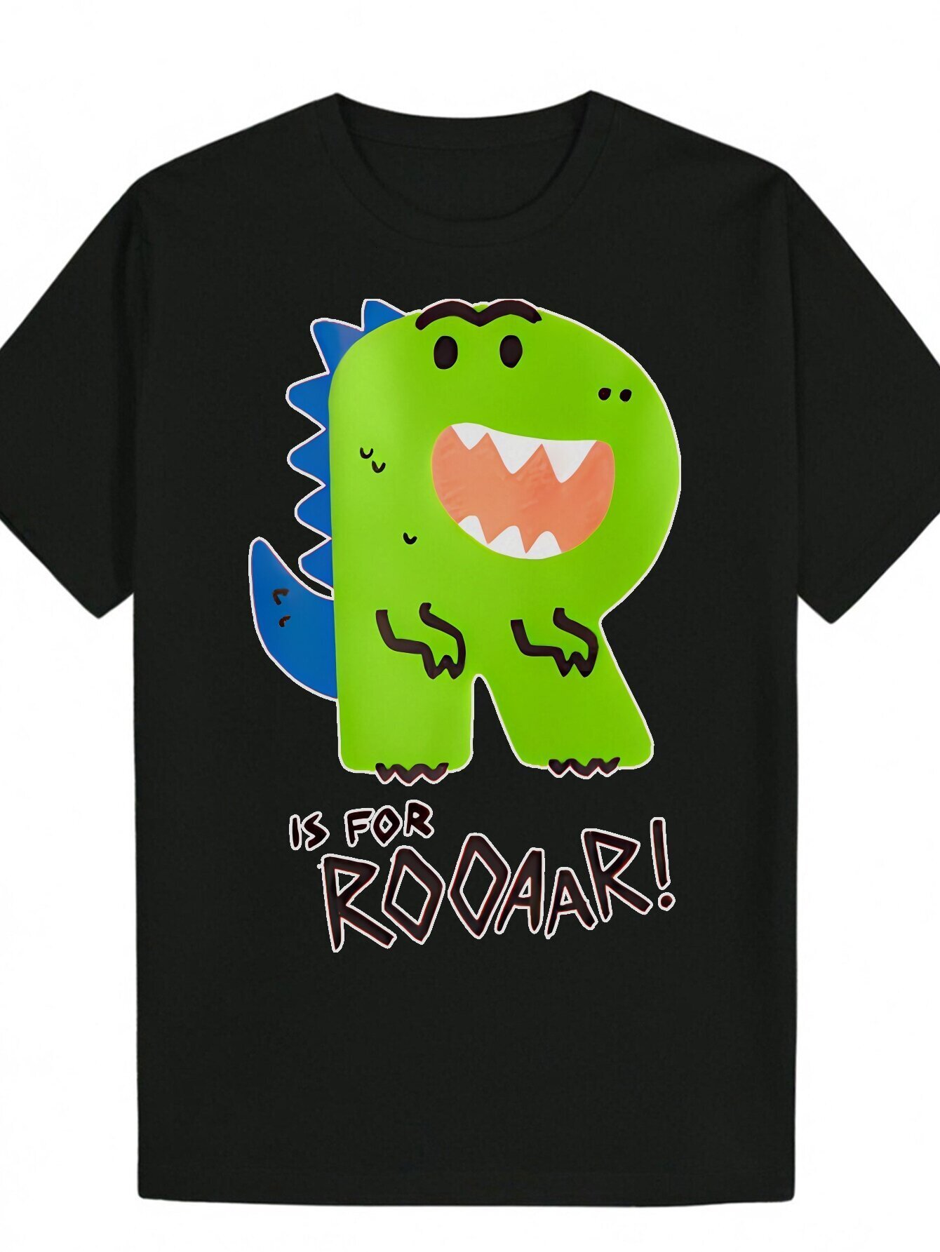 Men's Summer T-Shirt, Green Dinosaur Design - "This is for ROAR" Pattern, Round Neck, Polyester Fiber, Stretch Fit, Casual Wear Playful