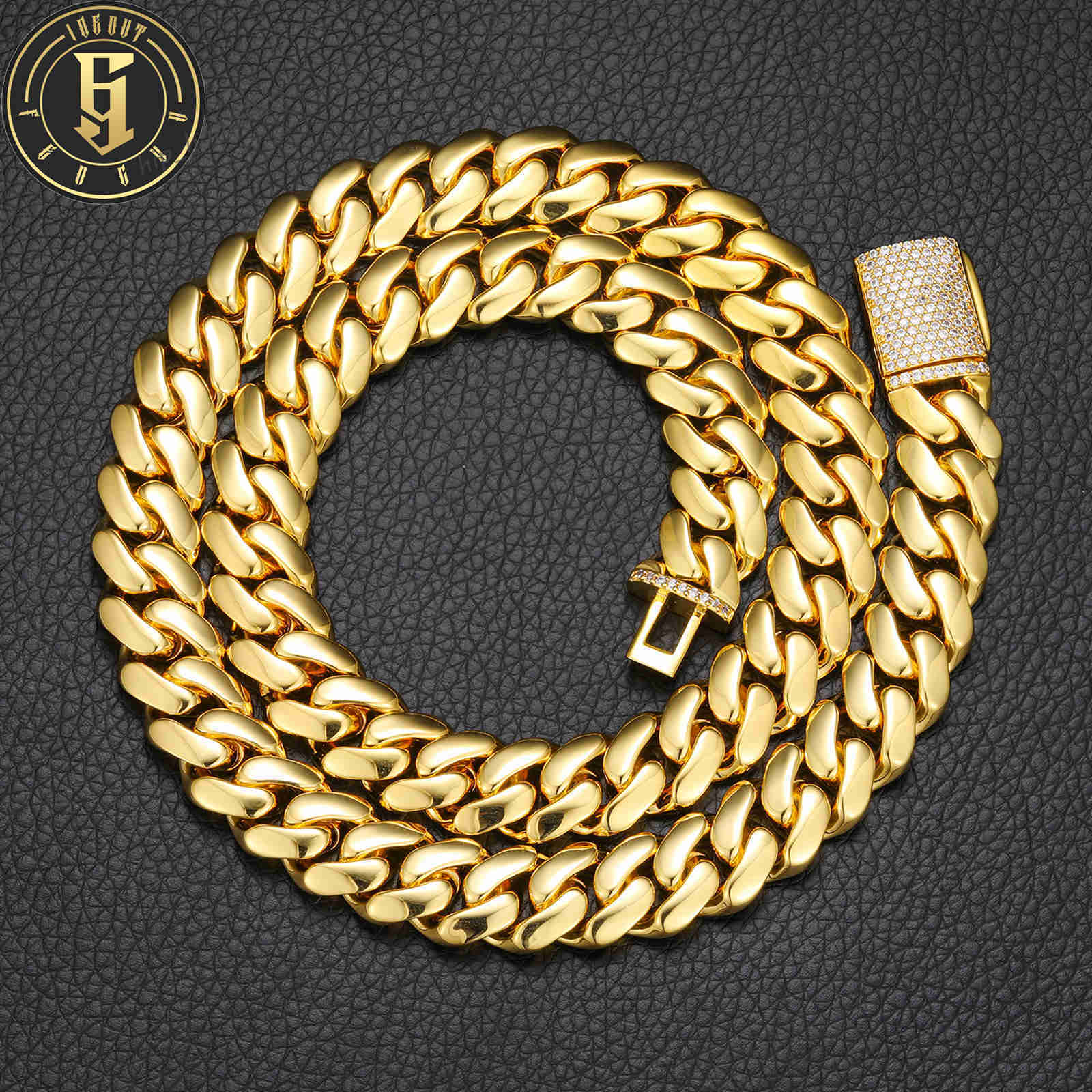 Hip Hop Jewelry Fashion Style 10-25mm Heavy Necklace Brass 14K 18K Gold Plated Diamond Solid Cubana Miami Cuban Link Chain