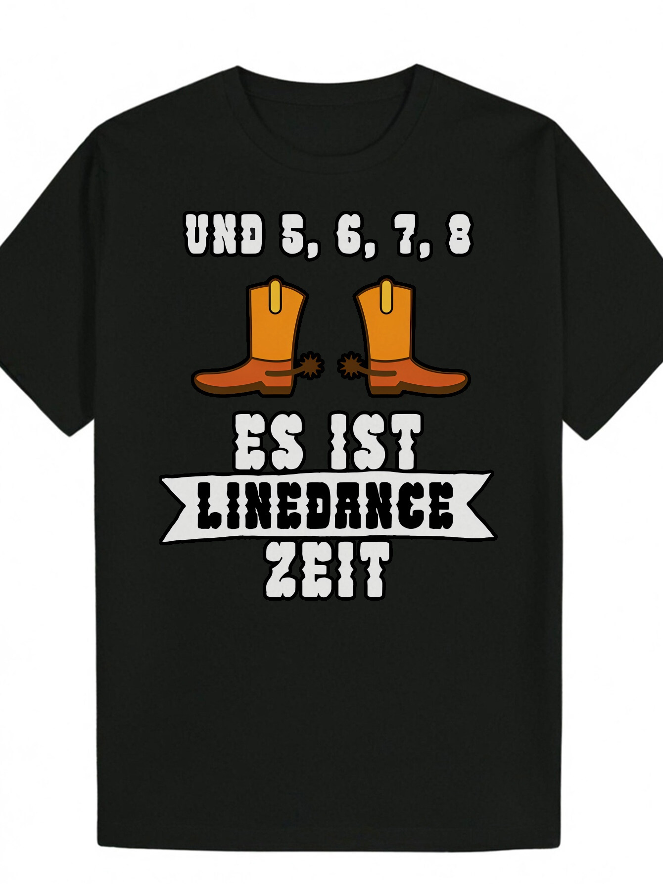 Men's Western Style Polyester T-Shirt - Round Neck, Elastic Fabric, Regular Fit, Cowboy Hat and Slogan Design, Summer Casual Wear Vibrant Pattern