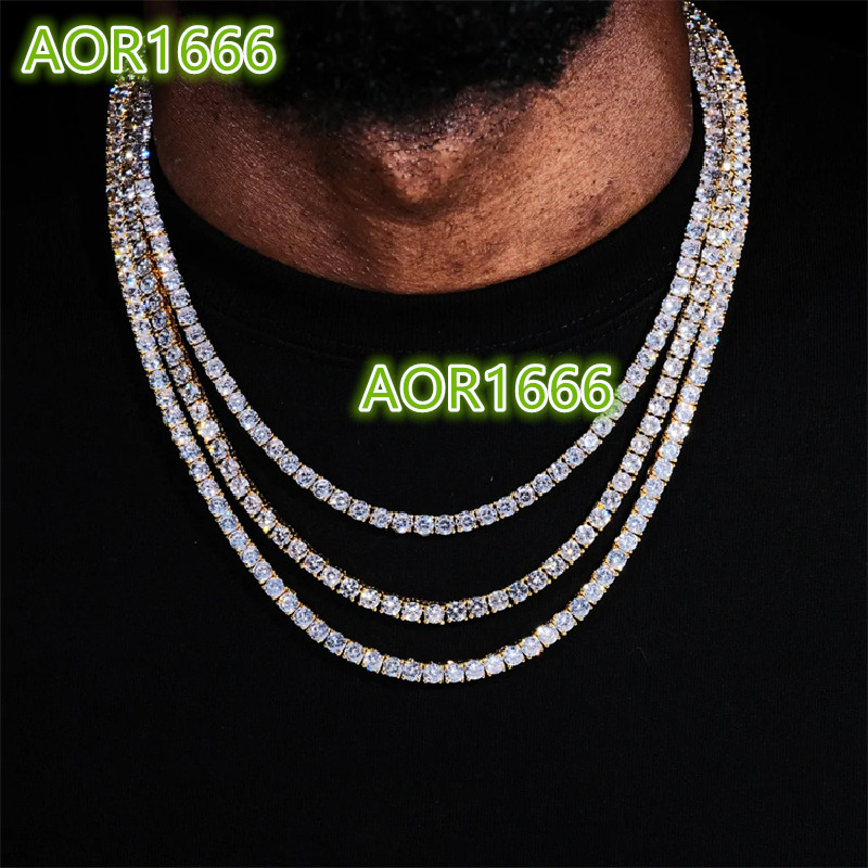 Different Sizes VVS Tennis Chains Necklace Moissanite Tennis Link 925 Moissanite Tennis Chain VVS Diamond Chains