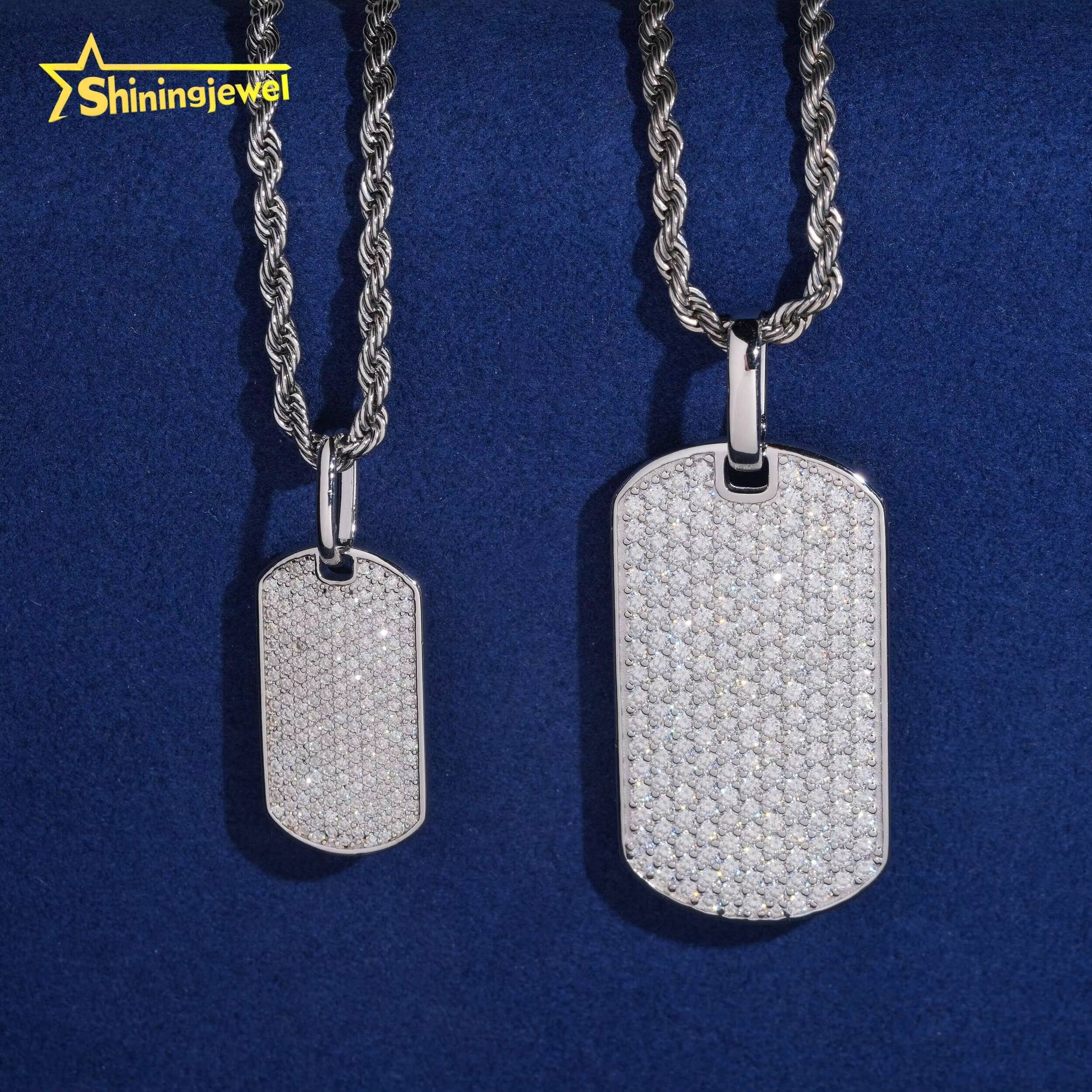 Custom Pendant Moissanite Hip Hop Jewelry 925 Sterling Silver Fully Iced Out Moisaanite Dog Tag Pendant Pass Diamond Tester