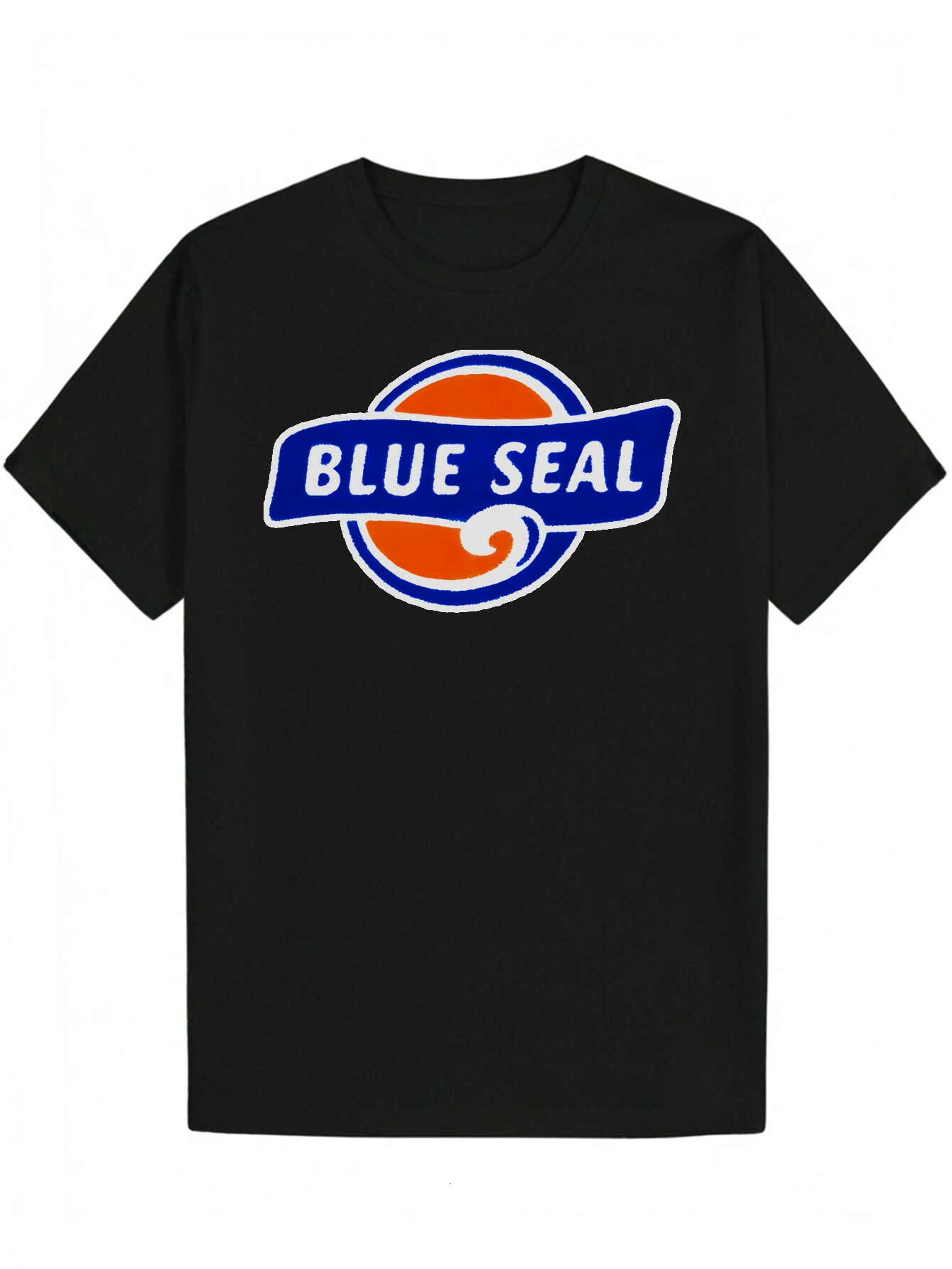 Men's Round Neck Polyester T-Shirt with Blue Stamp Design - Lightweight and Breathable Fabric, Suitable for Summer Casual Wear Pattern T-shirt | 