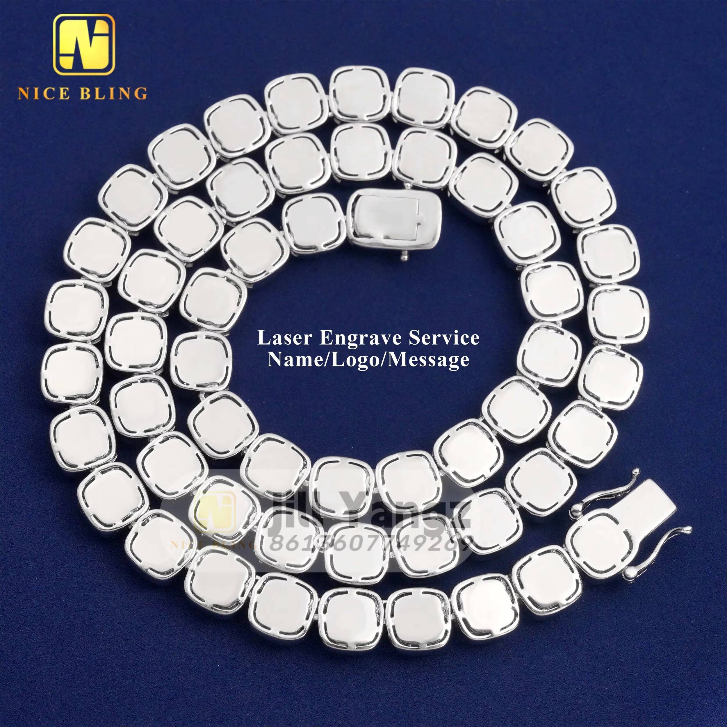 9mm Square Shape Cuban Link Chain Moissanite 925 Silver Moissanite Cuban Bracelet Hip Hop Rock