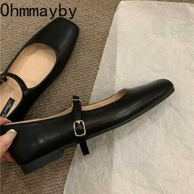 Spring Autumn Flats Wen Fion Shallow Buckle Ladies Comfort Square Toe Ballerina Shoes Y250802