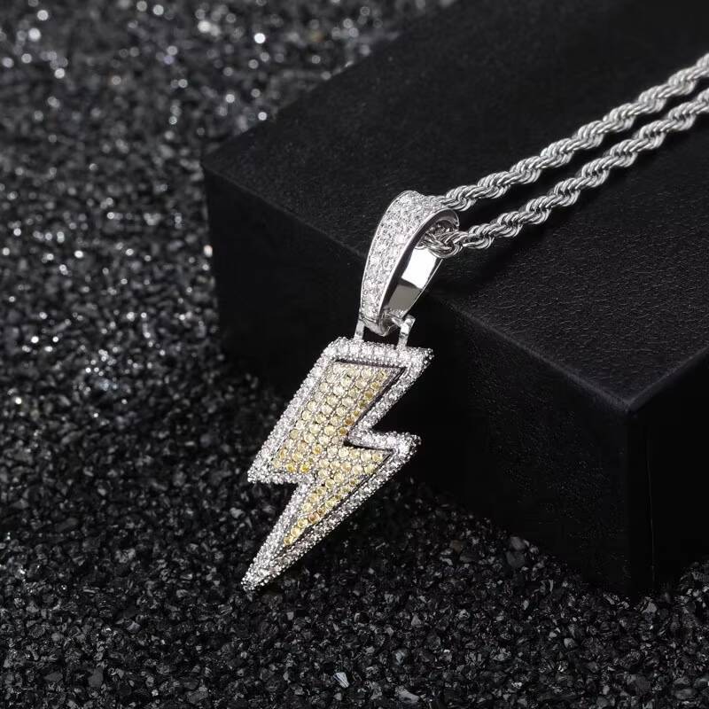 Costume Fashion Flash Gold Plated Zircon Pendant Necklace Hip Hop Jewlery for Men