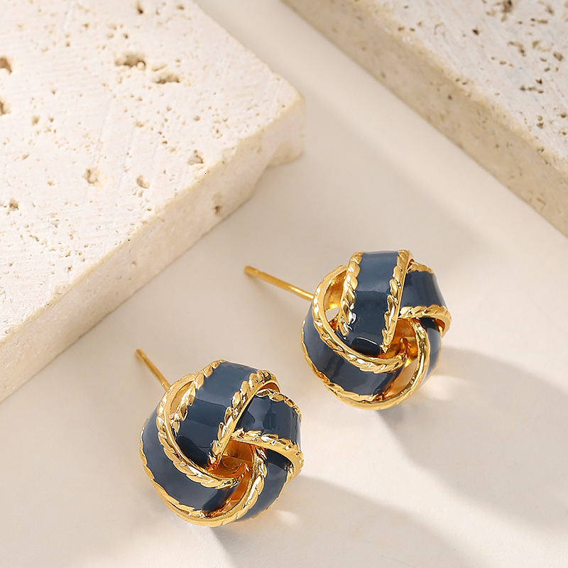 Artistic Melad Handmade Oil Drop Braided Earrings for Women INS Style Simple Sier Needle Ear Jewelry