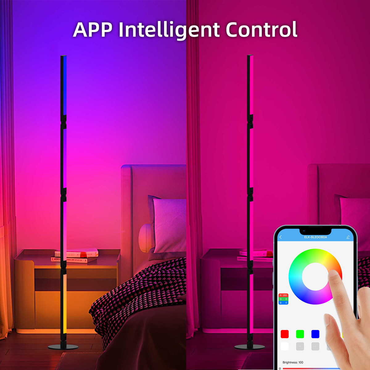 Artistic DIY Folding Bluetooth Floor Light with Ambient Illumination for Living Room Atmosphere Lighting-HCP021