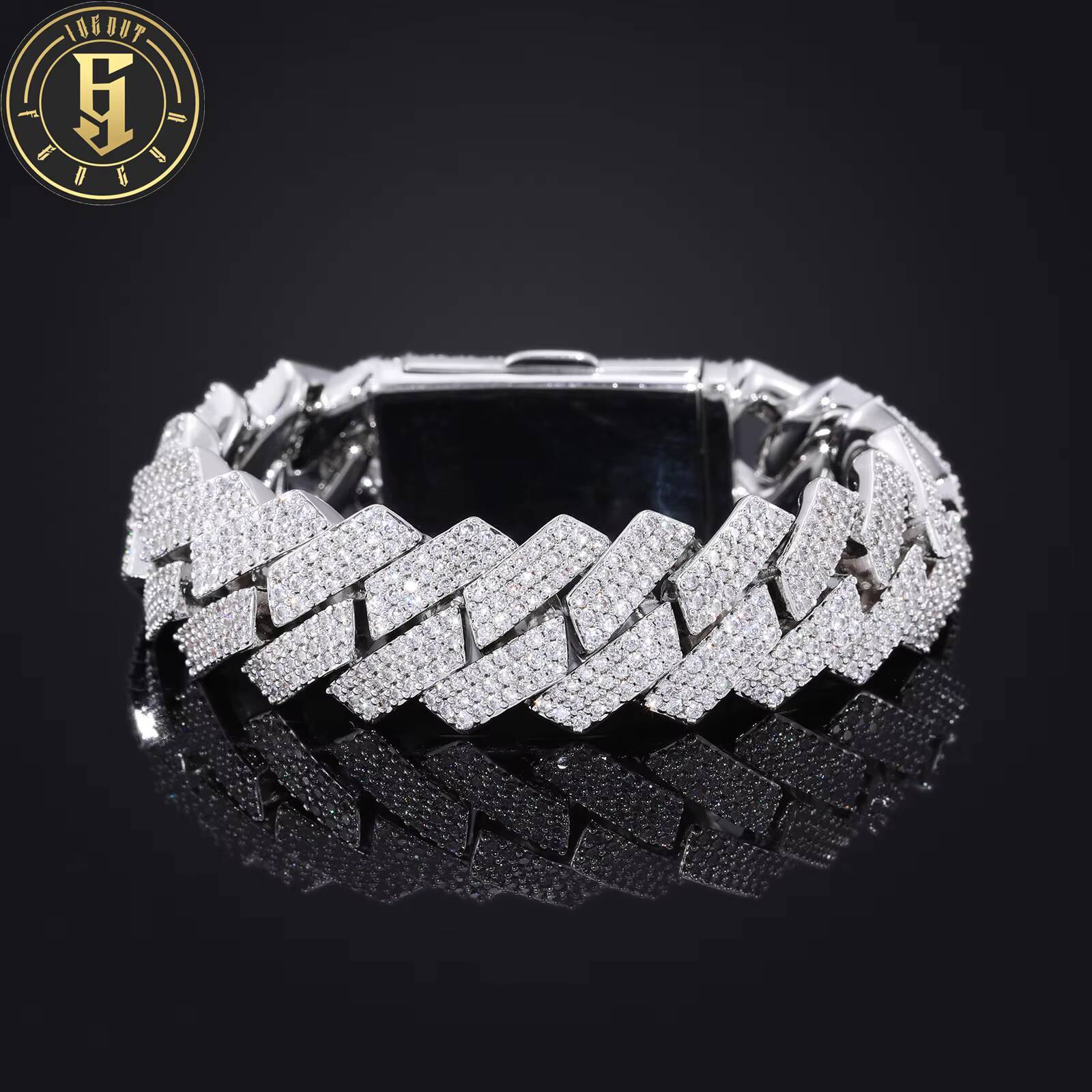 Factory Price Punk Style Mens Jewelry Luxury 18mm Full Paved 3 Rows 5A CZ Diamond Iced Out Cuban Link Chain Bracelet