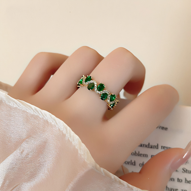 Light Designer Jewelry Wedding Rings Luxury High-end Sense Temperament Color Diamond Zircon Oval Real Gold Plated Open Design Minimalist Fashion Versa