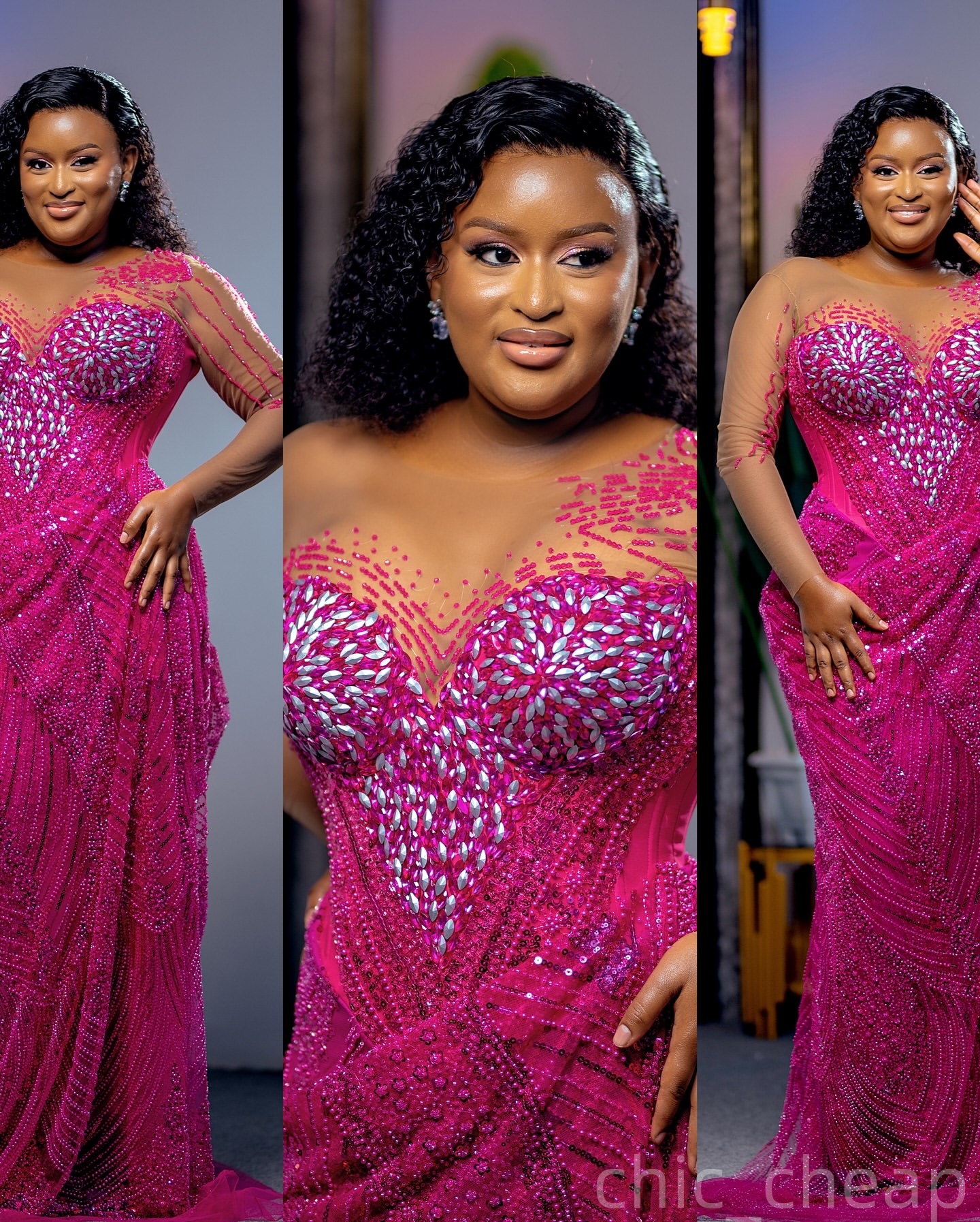 Sheath Fuchsia Prom Dresses 2025 Beaded Crystals Sequined Evening Formal Party Second Birthday Engagement Gowns Plus Size Dress For Special Occasions 