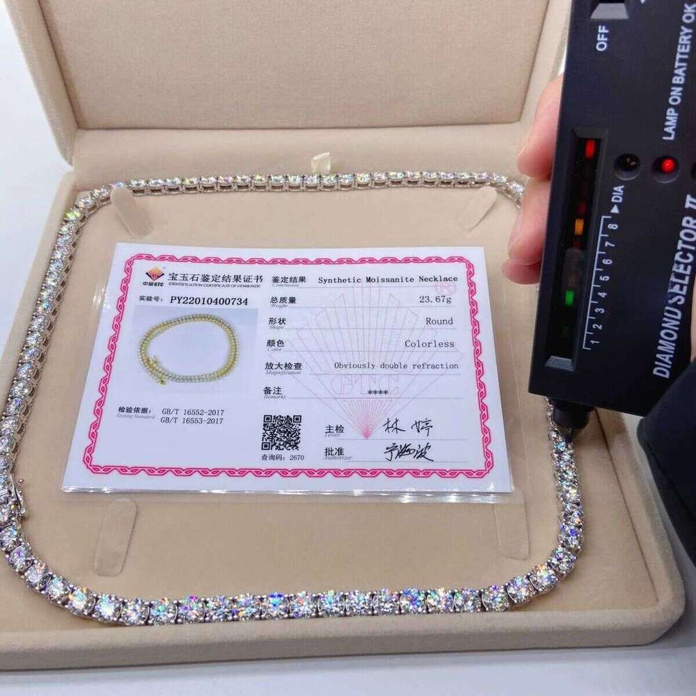 Morganite 4mmhip-hop jewelry designer style necklace bracelet 100% tested with stone test for tennis chainFast delivery