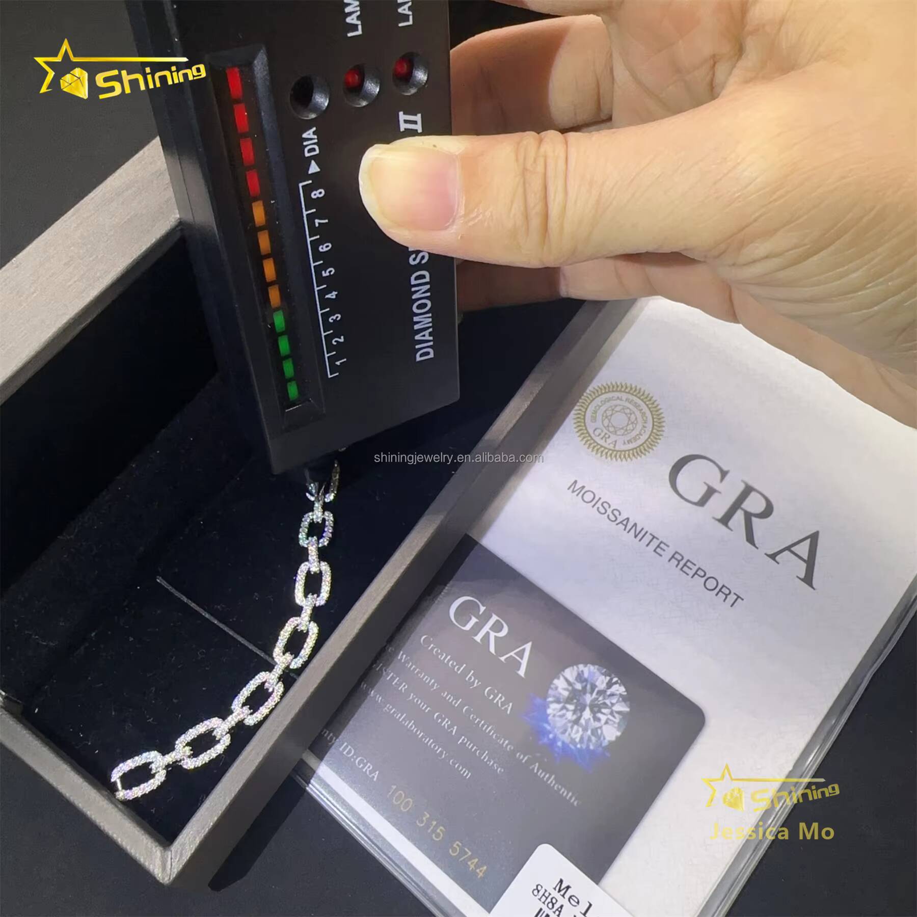 Bulk Stock New Arrivals S925 Solid Silver Hip Hop Jewelry VVS1 Moissanite Iced Out GRA Certificate Infinity France Bracelet Men