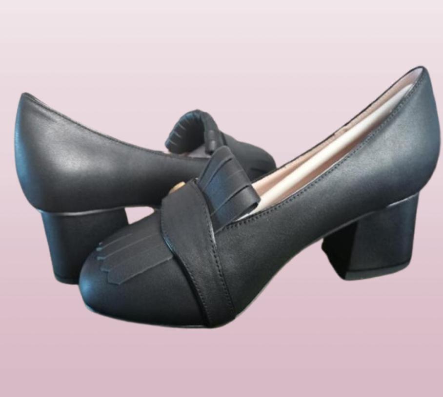 Realfine888 Dress Shoes 5A 932220 Marmont Leather MidHeel Pump Sandals For Women Size 3542 with Shoes Box6059185