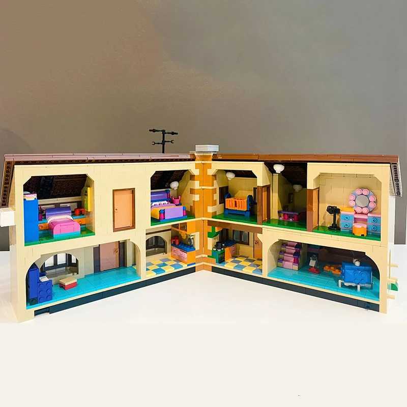 Creative TV Drama Movie The Simpson House Building Blocks Model Street View Architecture Assemble Bricks Toys Gifts For Kids Boys XJ250802