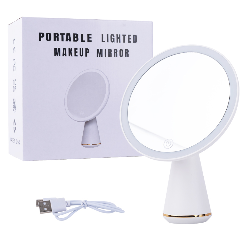 Dry Battery/USB Dual Purpose Double-Sided Mirror LED Makeup Mirror Portable Makeup Mirror Makeup Light With 10XMagnification