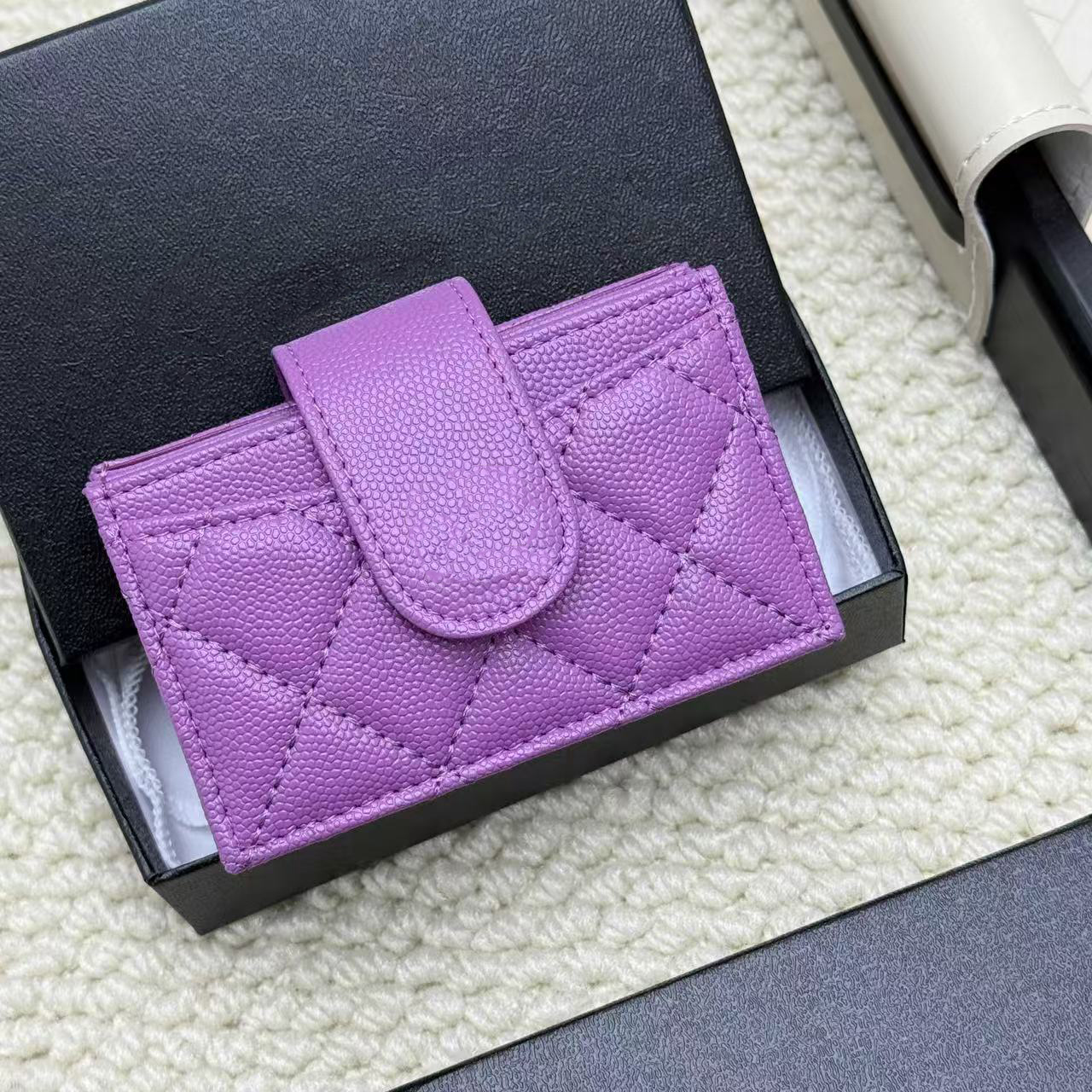 2025 new high-quality luxury designer classic women's card slot bag handbag credit card wallet embossed envelope wallet with box dustproof bag