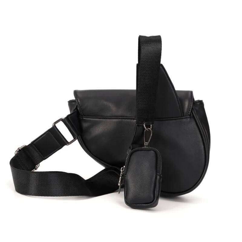 Fashion Rivet Saddle Men Crossbody Bags Brand Design Flap Shoulder Hip Hop Men's Chest Bag PU Leather Handbags