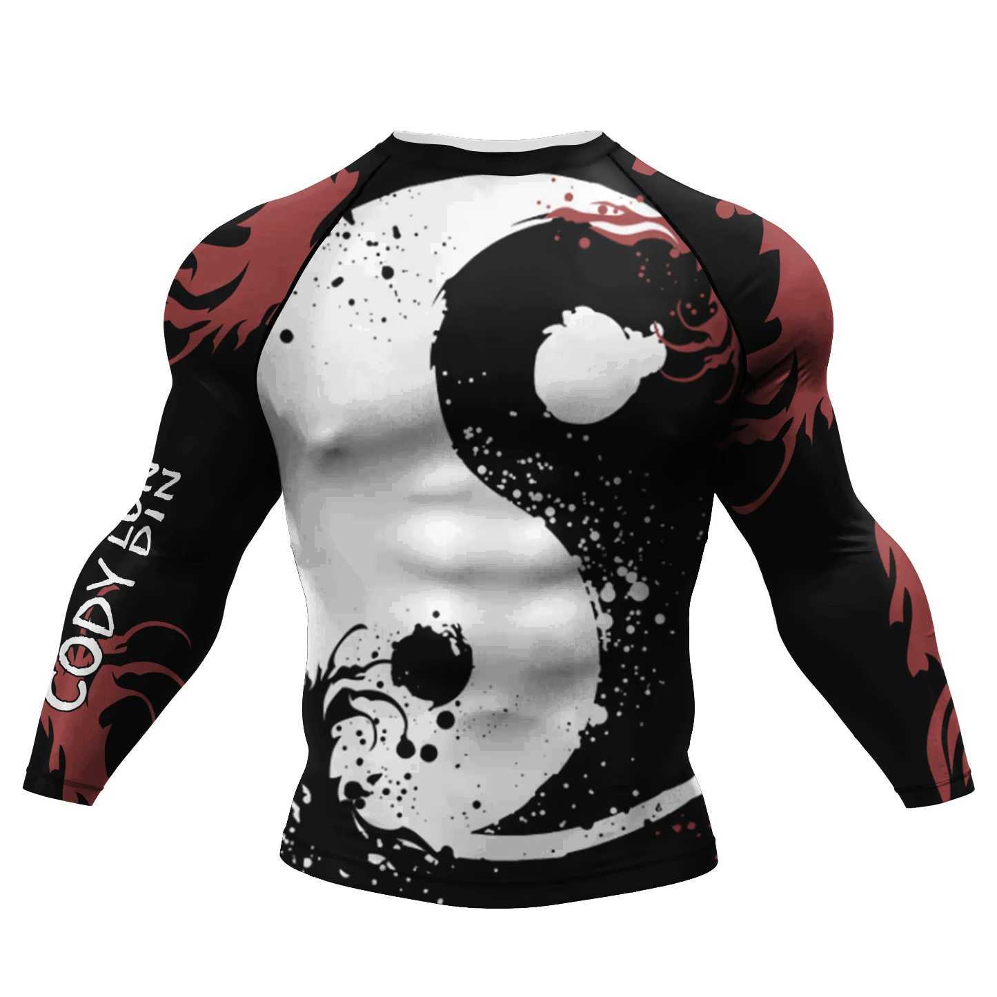 Cody Lundin Mens Compression Shirts Base Layer Athletic Gym MMA BJJ Rash Guard No Gi Full Long Sleeve Rashguard Shirt for Men X250802