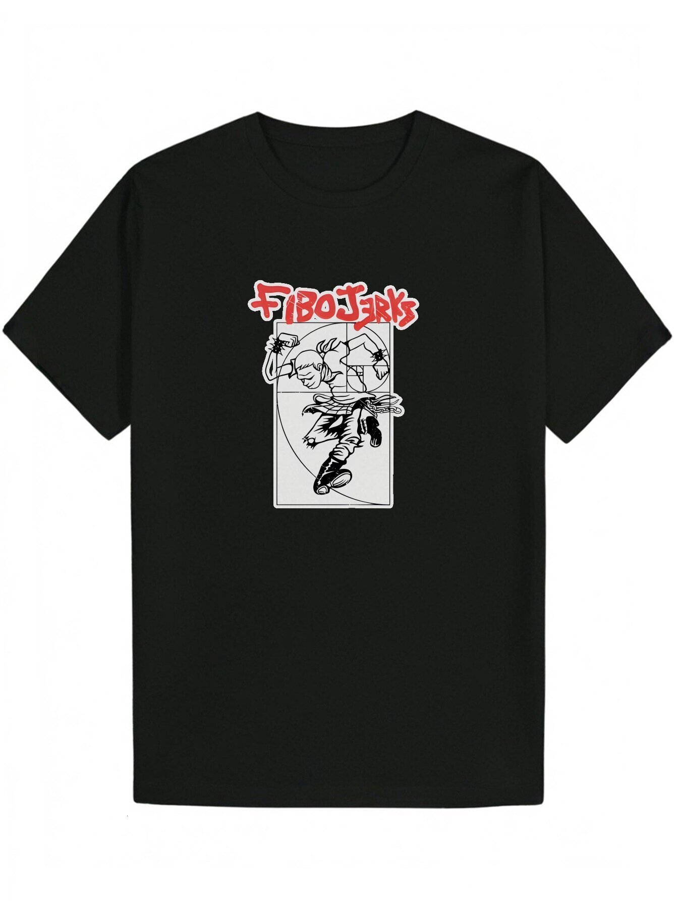 Men's Black Summer Pattern Round Neck Polyester T-Shirt with 'FIREJARDS' Graphic Print, Machine Washable, Lightweight and Breathable, S