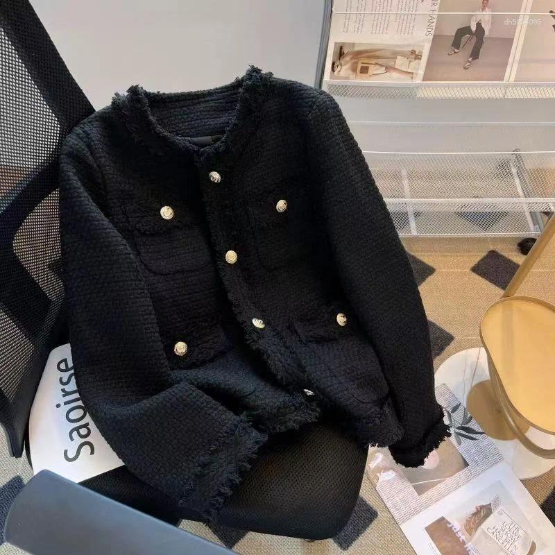 Women's Jackets Fashion Tweed Jacket Women Winter Thick Warm Single Breasted O Neck Coats Korean Elegant Office Lady All Match Outwear Mujer Desi