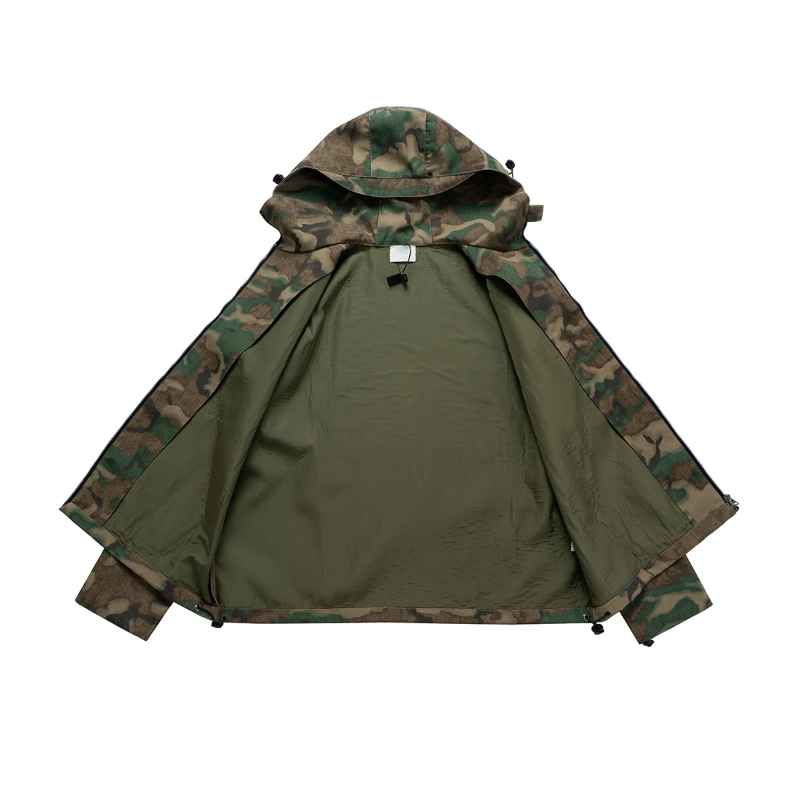MIJKO Streetwear Color Match Camouflage Hooded Jacket for Men and Women Windbreaker Casual Loose Coat Outwear Baggy Patchwork Clothes