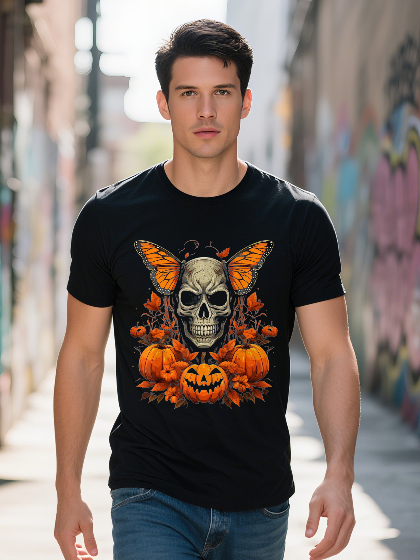 Butterfly Skull Halloween Theme Men S T Shirt G