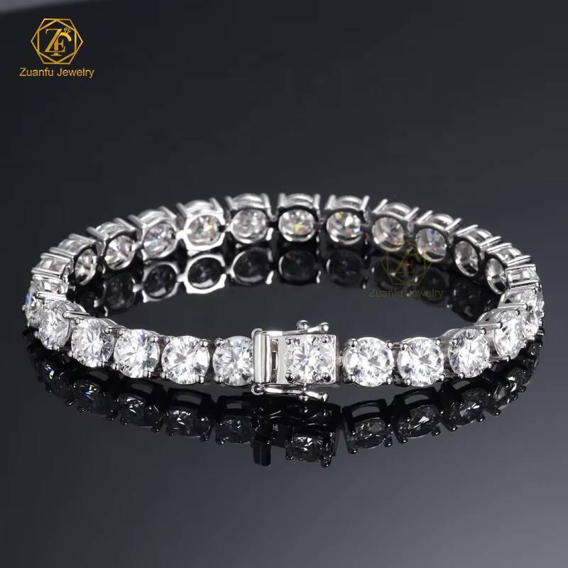 Zuanfo D VVS 925 Silver Moissanite Tennis Bracelet with Round Diamond Gold Plated Fashionable Jewelry for Gift