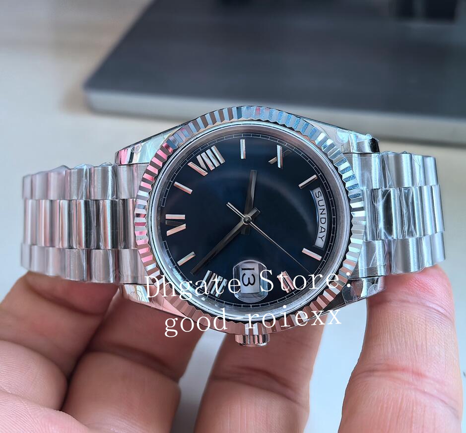 Watches For Men Fluted Bezel Watch BP Automatic 2813 Mechanical Men's Green Blue Black Roman Dial Day Time Date 228239 Sapphire Crystal BPF Dress Wristwatches