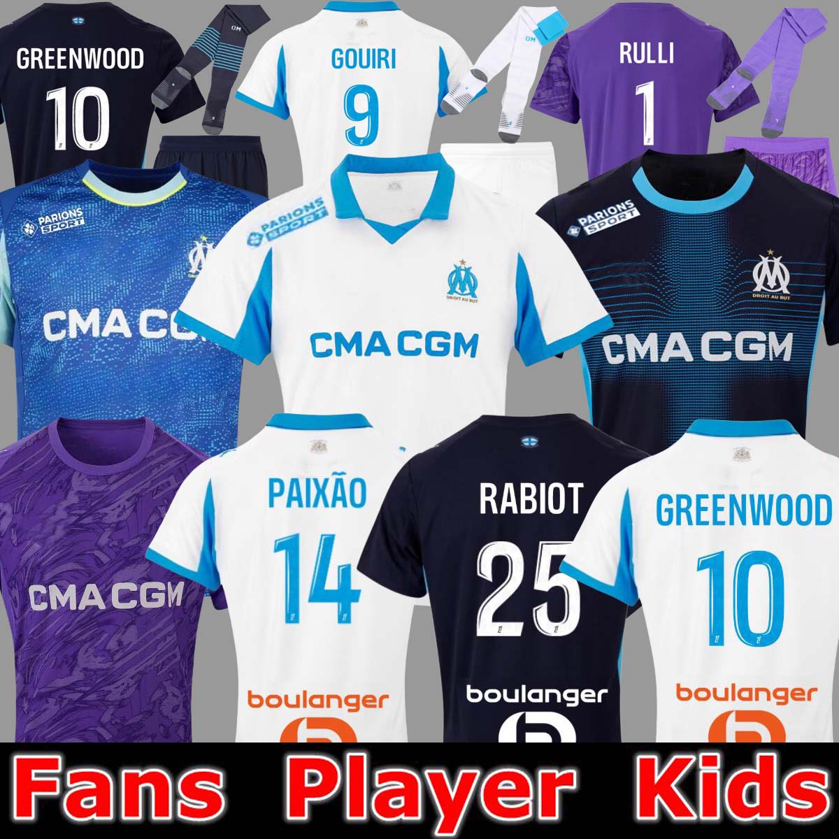 25 26 maillot de foot GREENWOOD 125th Anniversary Soccer jerseys OUNAHI harit 2025 2026 OM man and KIDS football shirt hommes enfants BALERDI RONGIER FANS player999