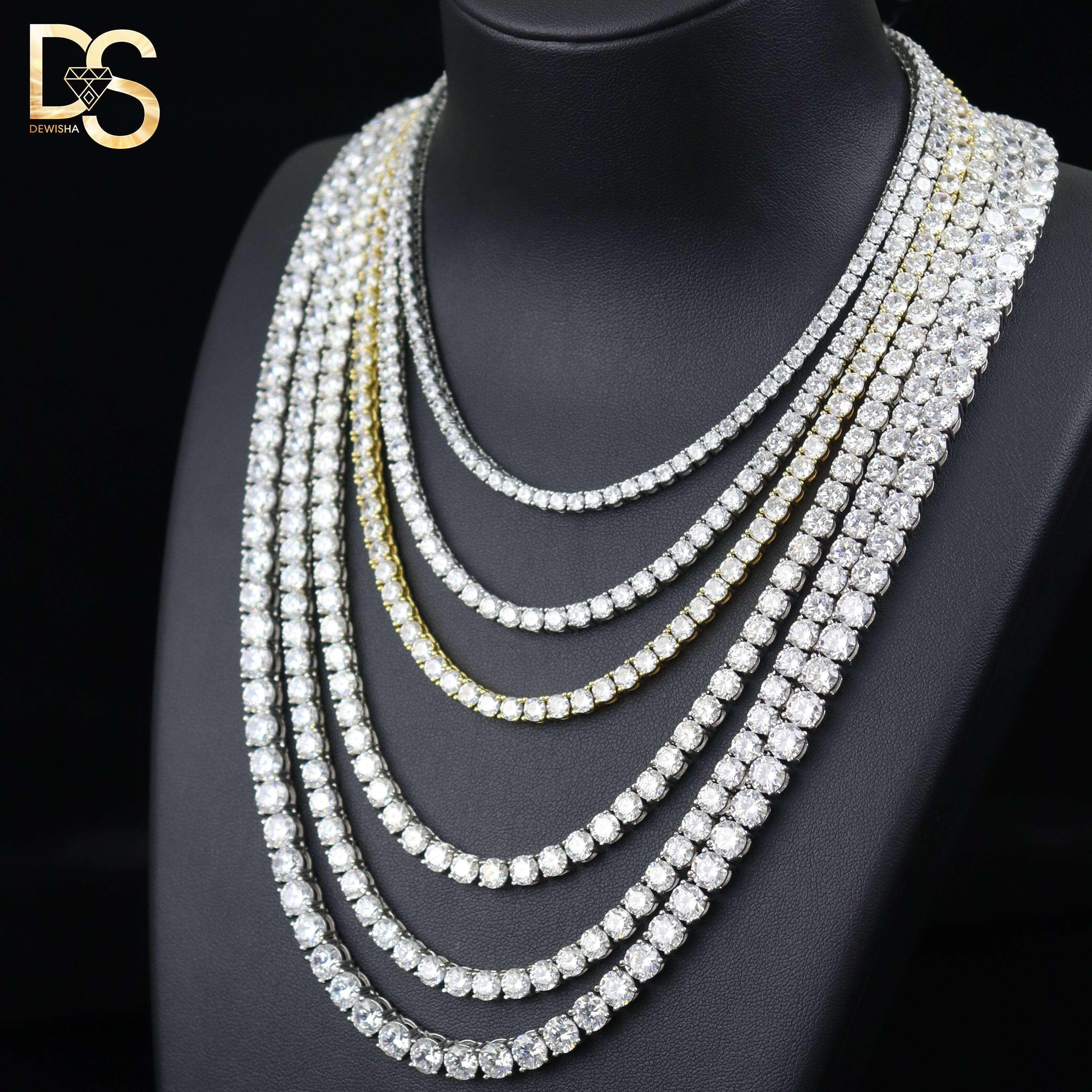 Hot Selling Miossanite Zircon Necklace Women Men Jewelry Sterling Silver Tennis Chain Necklace