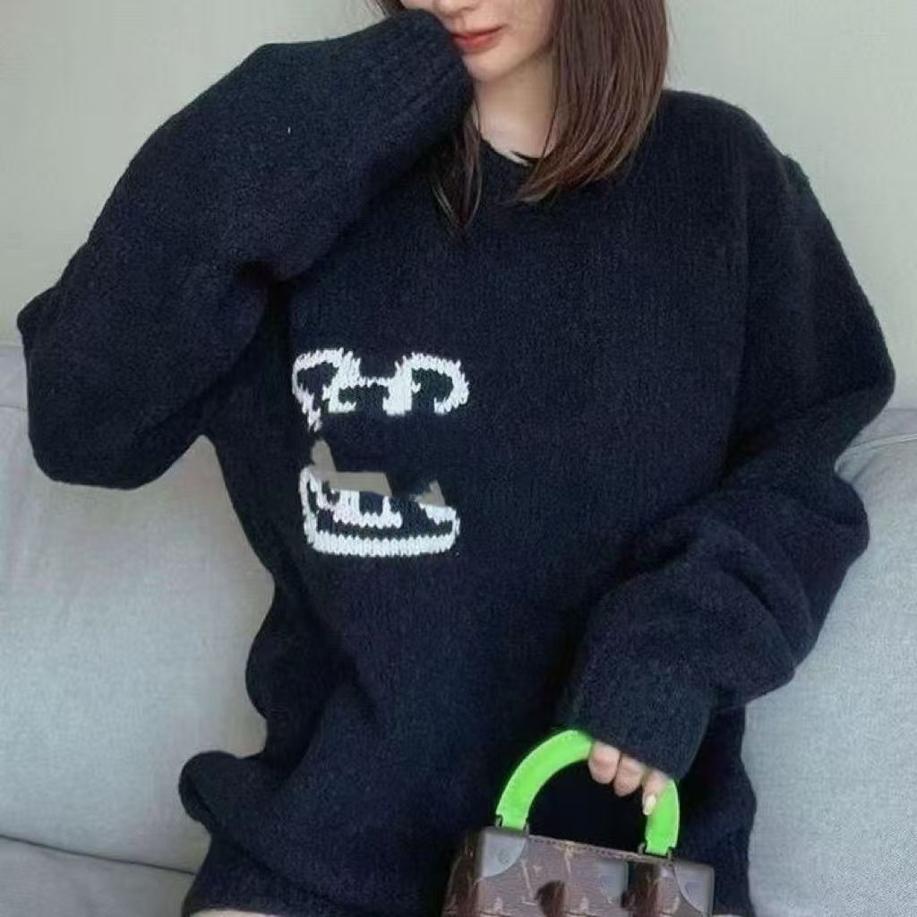 Designer Womens Sweaters Wool Knit Shirts Girl Jumper Zippers Long Sleeves Budge Round Neck Turtleneck Blouse Knits Tops Sweater S-XL