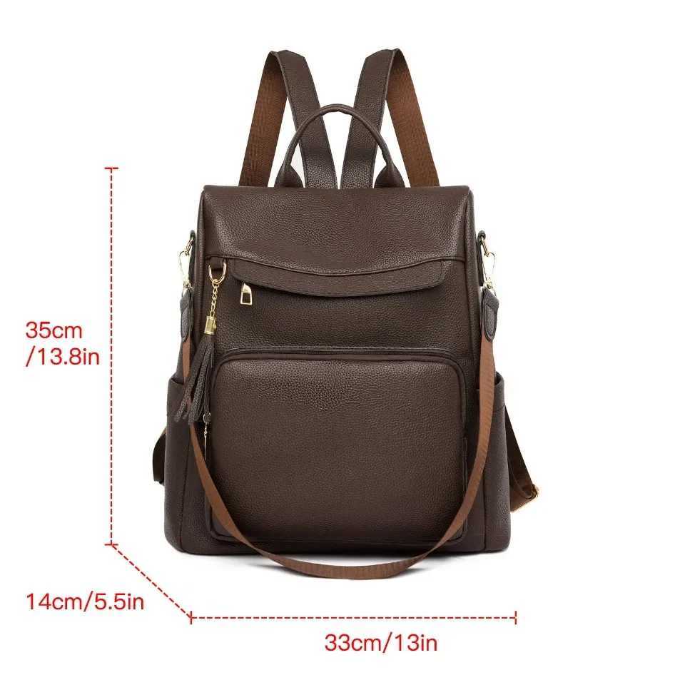 Womens PU Leather Backpack Black Brown School Bags Travel Rucksack Fashion Designer Ladies Casual Simple Bag Pack Backpack Z250802