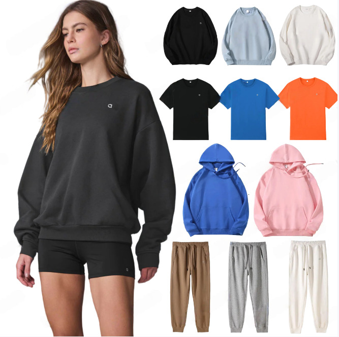 Yoga T-shirts pullover hoodie Warm Sweatshirts Sier on Chest Loose Sweatwear Mens Casual Sweat Tops Womens Sportswear Hoodies Comfort alosetly women clothes