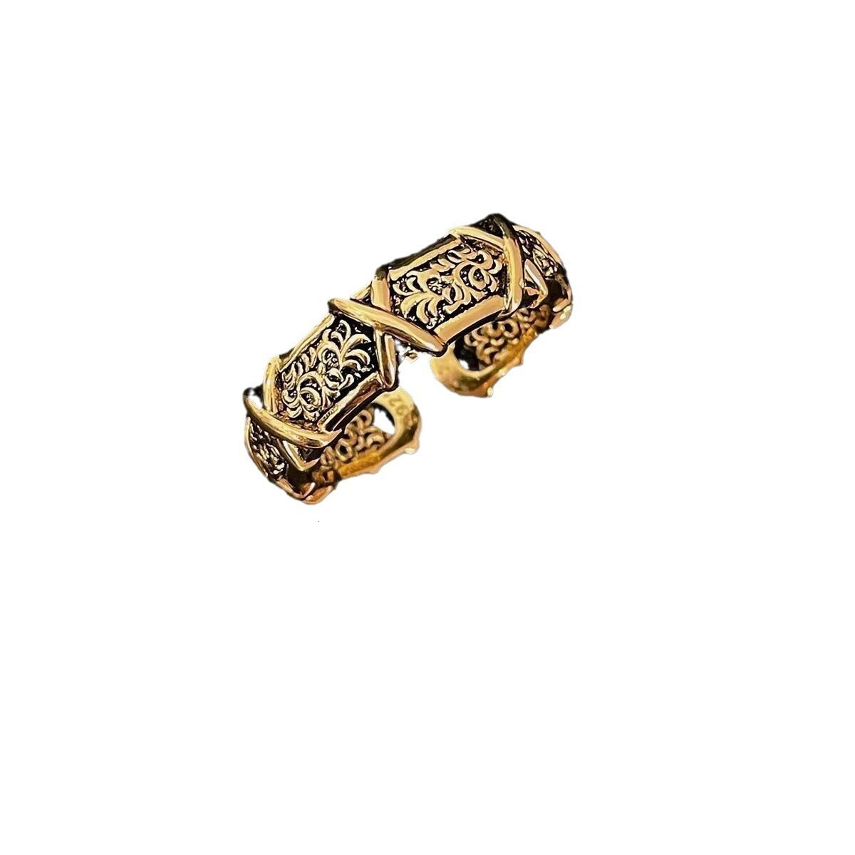 Minimalist Silver-Plated Gold Tone Cross Ring, Retro Designer Open Band Jewelry for Home