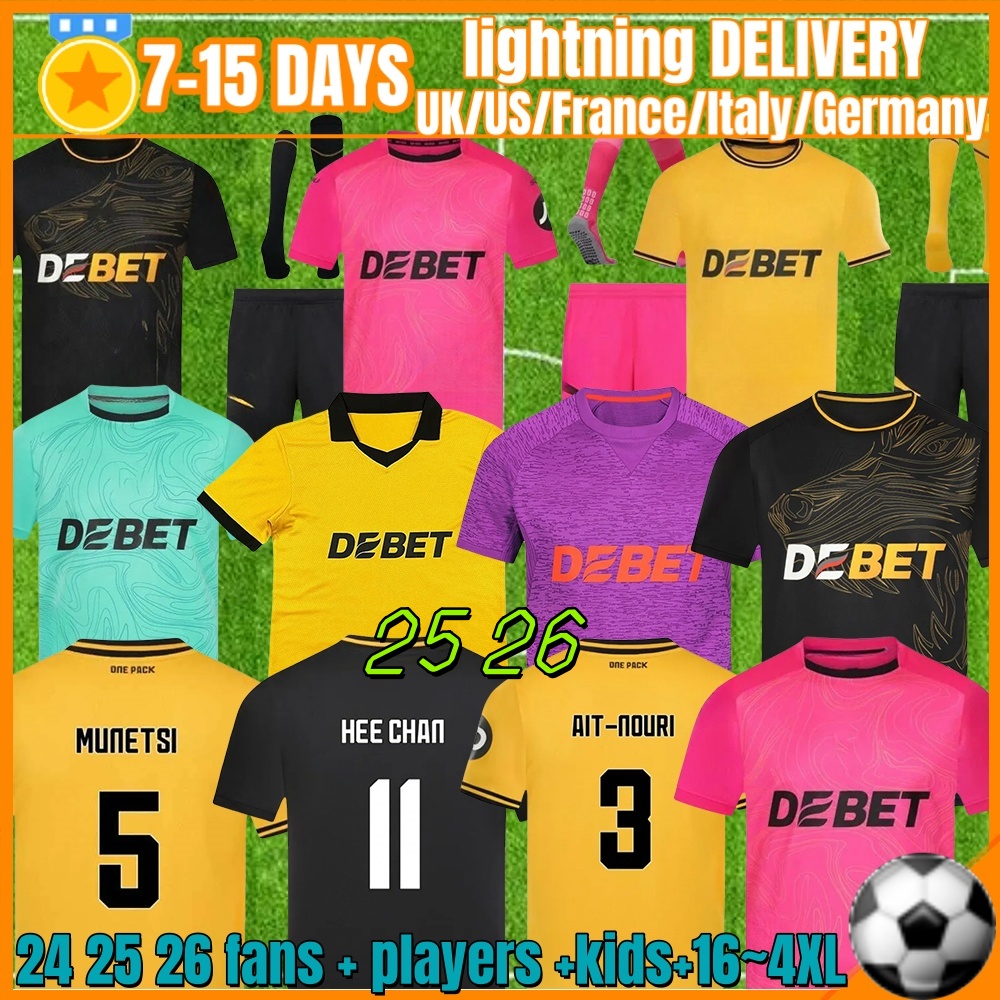 20252026 WoLvErHaMpToNes WoLvEs soccer jerseys CUNHA STRAND LARSEN GUEDES MUNETSI SARABIA BELLEGARDE DOYLE ANDRE HEE CHAN DAWSON men kids Kits football shirt