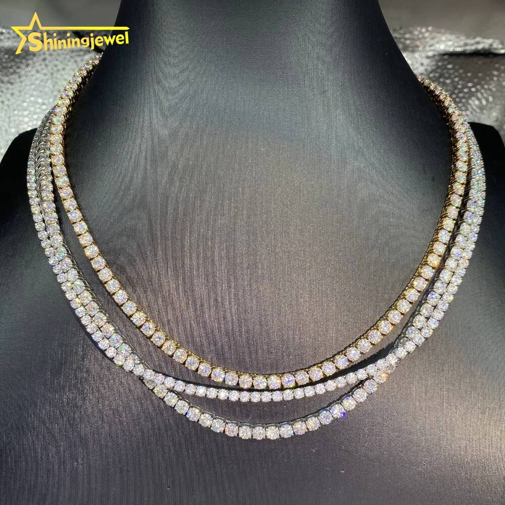 3mm 4mm Shining Diamond Bracelet Hip Hop Moissanite Jewelry Iced Out VVS Moissanite Necklace 316L Stainless Steel Tennis Chain