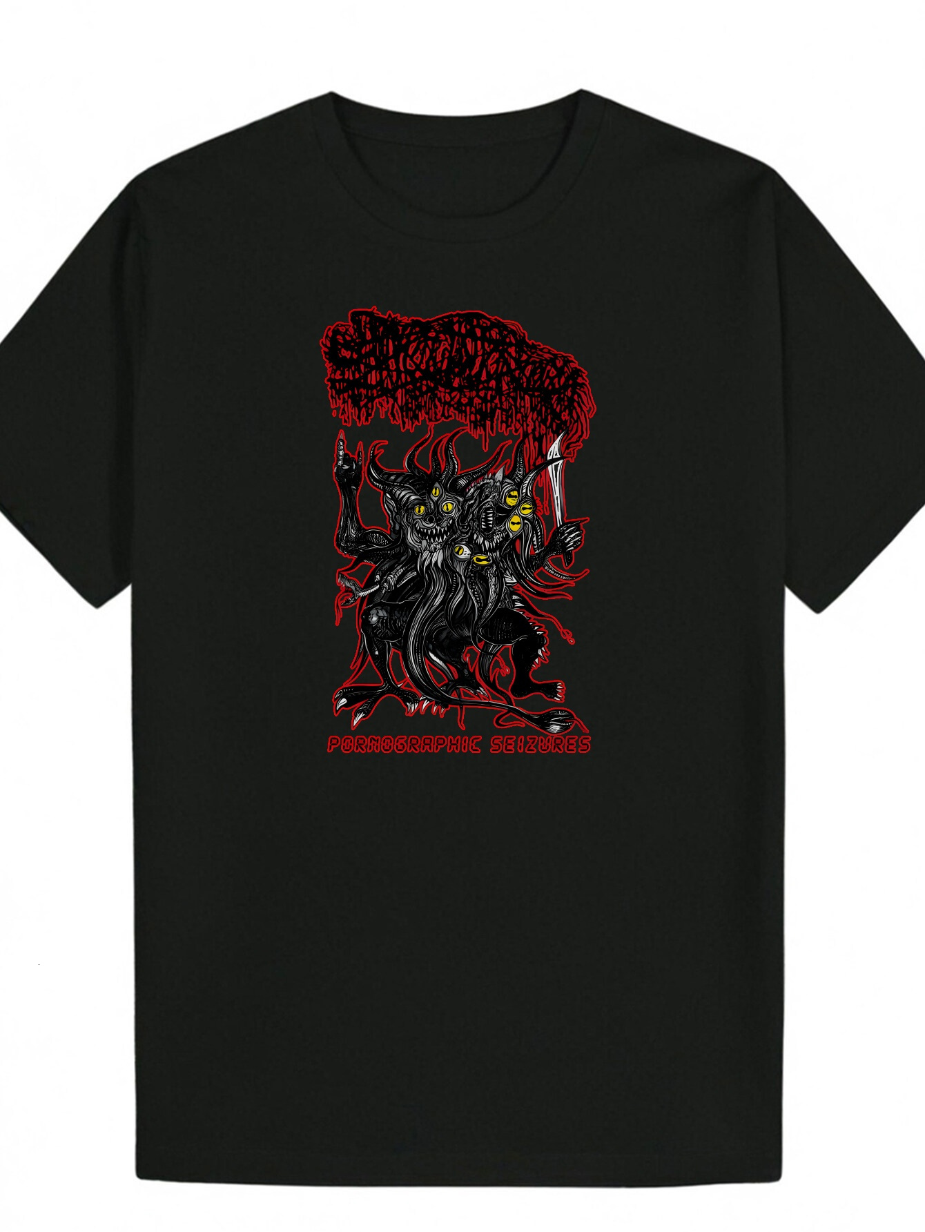 Men s Black Casual Graphic Portrait Print with Red Accents Breathable Polyester Crew Neck Summer T Shirt Machine Washable Regular Fit Gothic