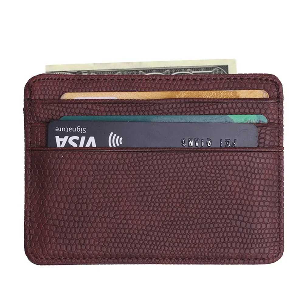 KISMIS Small Mini Travel PU Leather Card Holder Wallet - Lizard Pattern ID Window Case for Men Women R250801