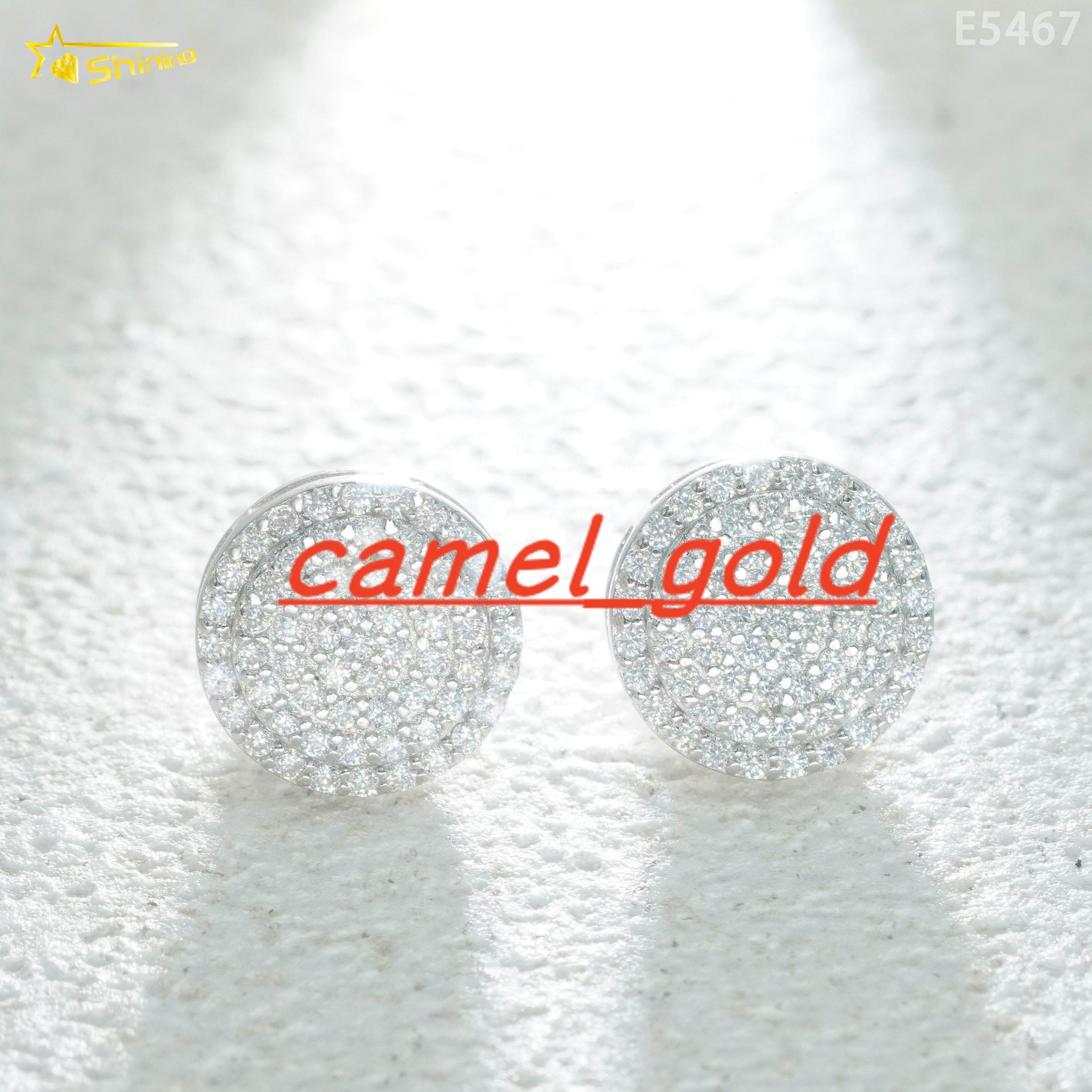 Hot Sale Iced Out Jewelry Hip Hop 925 Sterling Silver Mens Round Diamond Moissanite Stud Earring