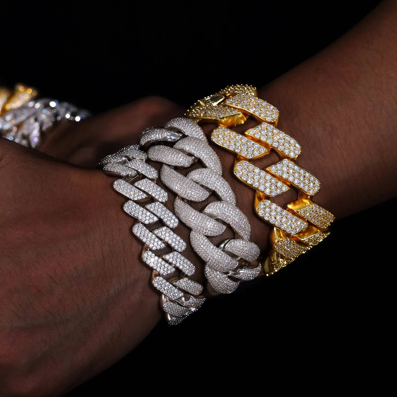 Wholesale Personality Hip Hop Jewelry 18mm White Gold Plated Brass 5A Zircon Diamond Luxury Gift Cuban Bracelet for Men