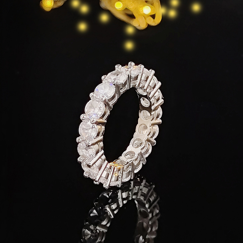 2025 New High-end Luxury Zircon All-diamond Flat Band Ring A Jewelry Wedding Ring Designed By A Niche Female Designer With A High-end Design