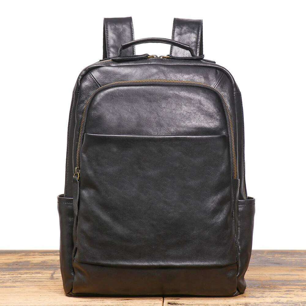 LUOKIR Men's Genuine Leather Double Shoulder Backpack: Cowhide Fits Into Rolling Suitcase Travel Bag Large Capacity Laptop Ba 250731