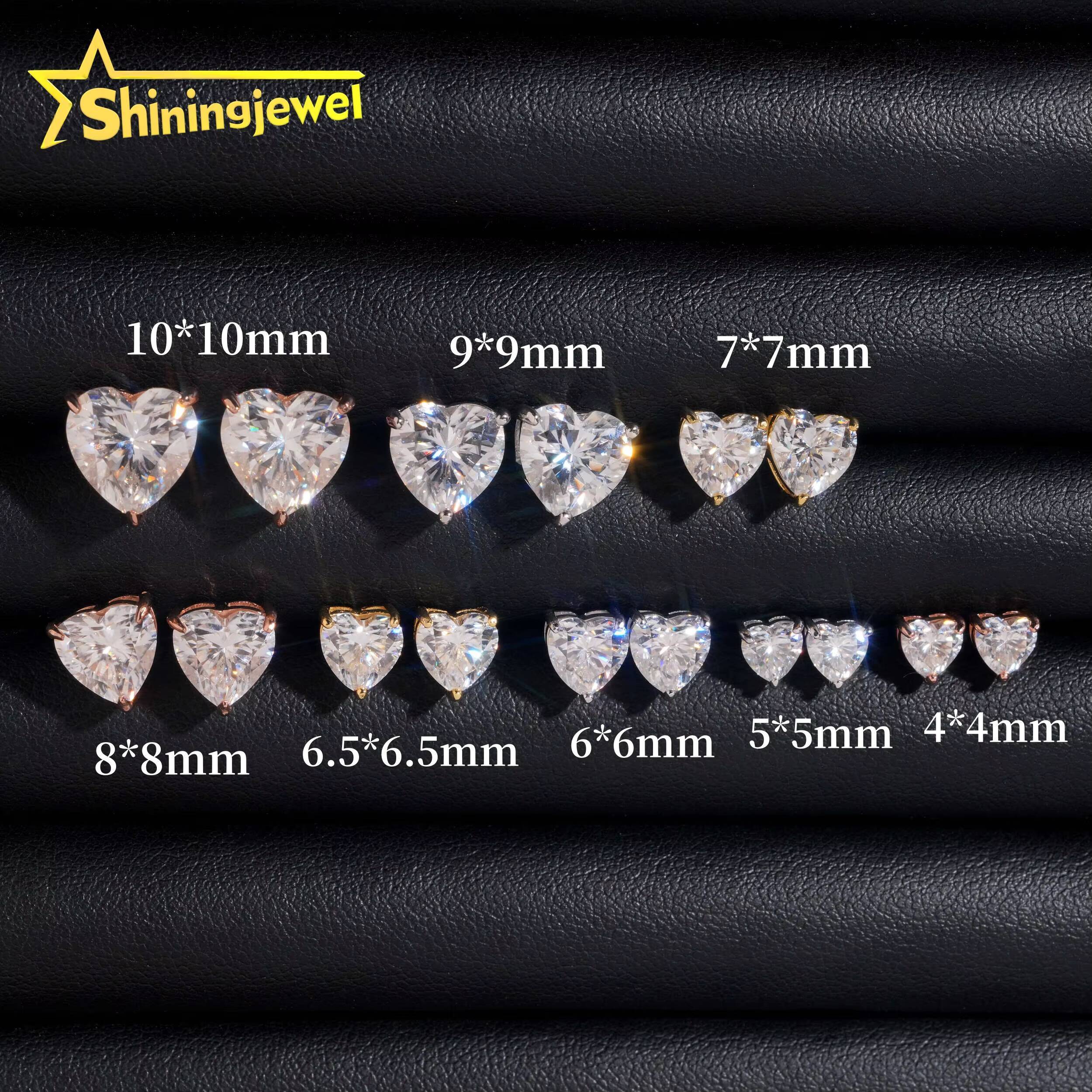 Fine Jewelry 925 Silver Heart Shape Moissanite Stud Earrings GRA Certificate Women Moissanite Diamond Earrings Daily Wear