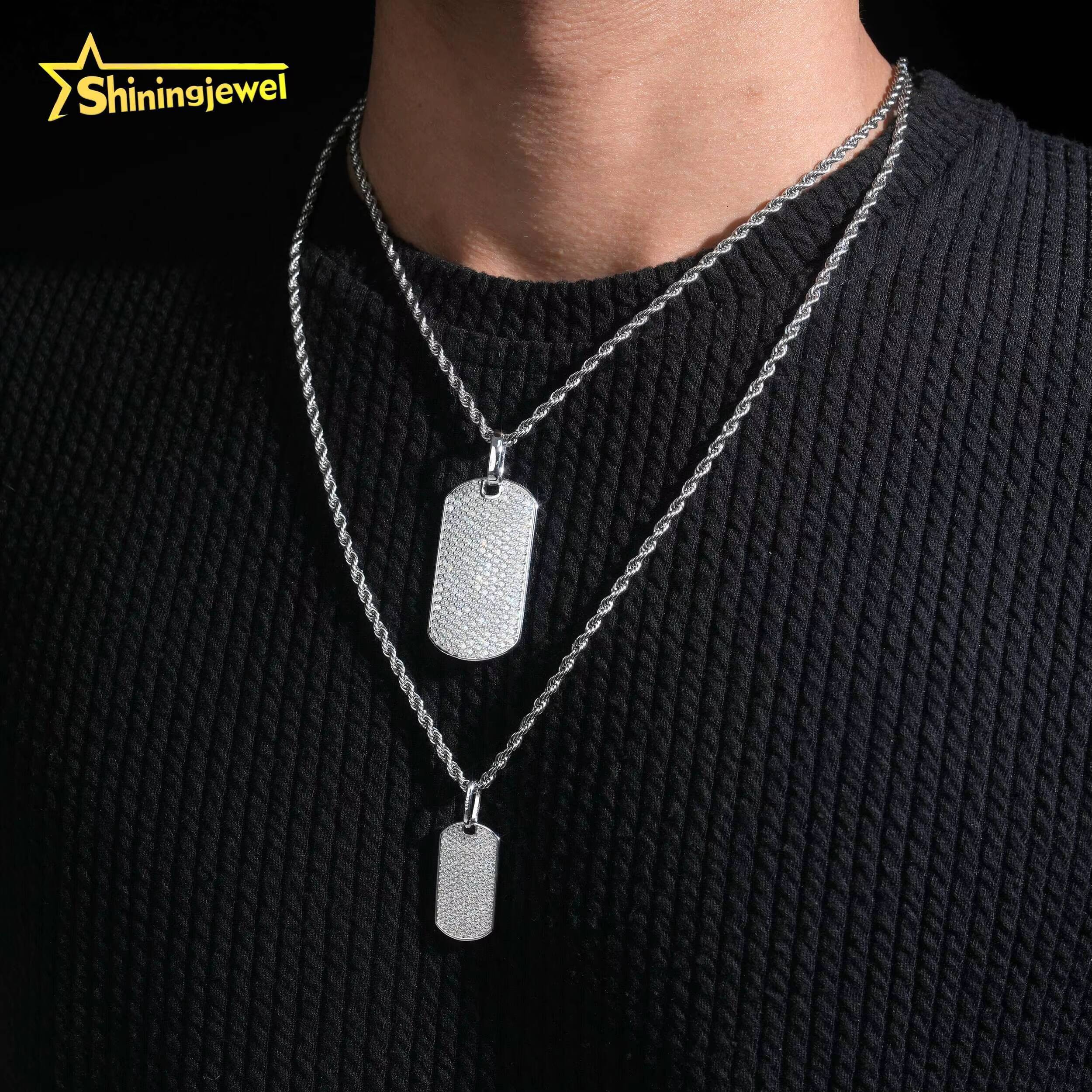 Custom Pendant Moissanite Hip Hop Jewelry 925 Sterling Silver Fully Iced Out Moisaanite Dog Tag Pendant Pass Diamond Tester