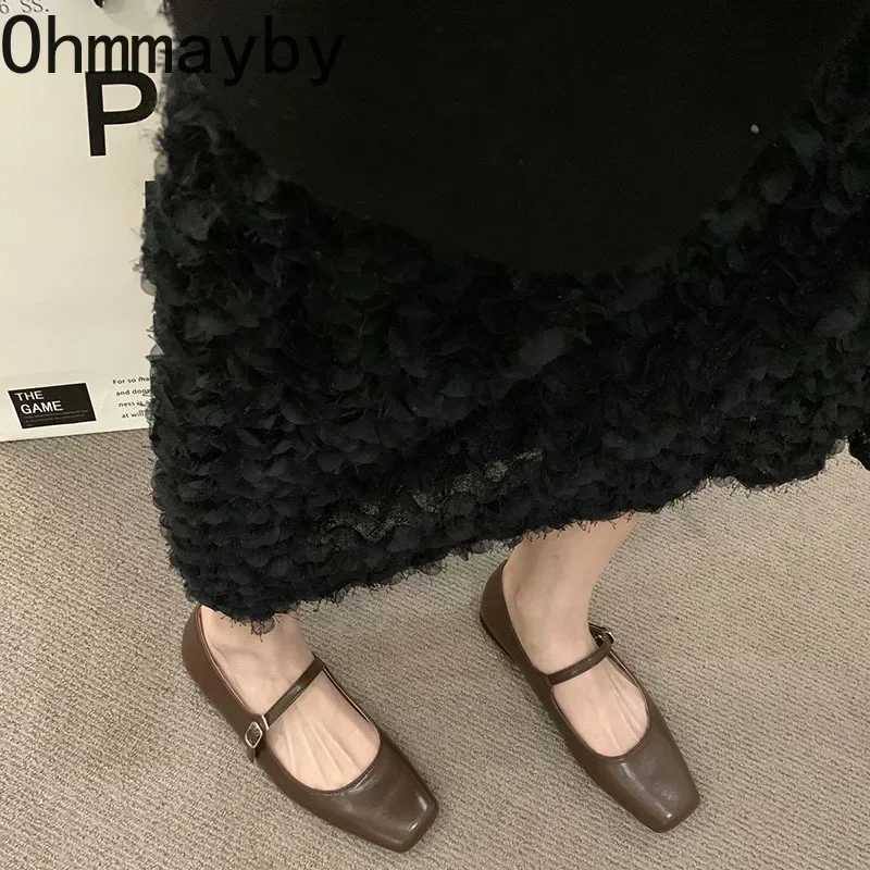 Spring Autumn Flats Wen Fion Shallow Buckle Ladies Comfort Square Toe Ballerina Shoes Y250802