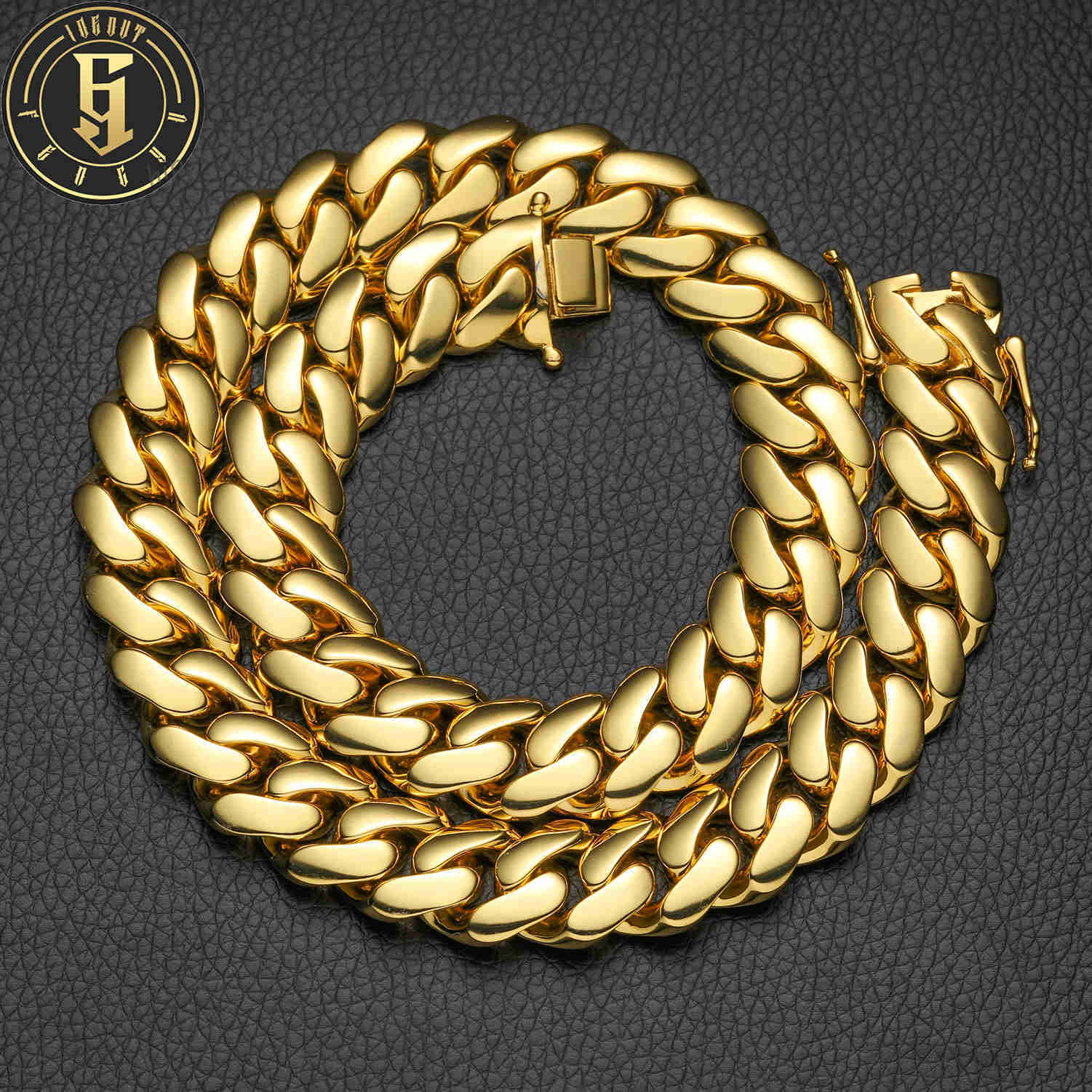 Multisize Cubana 10mm-25mm Hip Hop Jewelry Custom Filled Brass 14K 18K Gold Plated Clasp Miami Cuban Link Chain