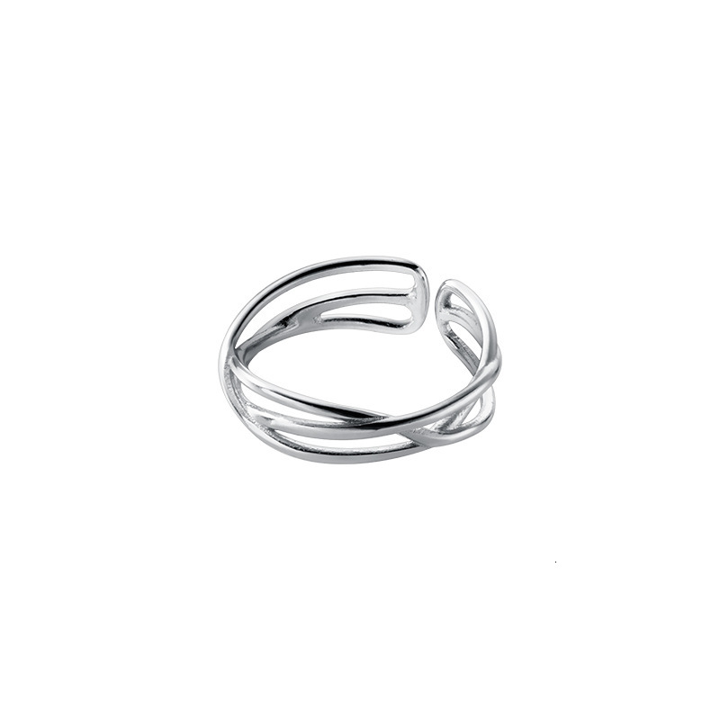 2025 New Retro S925 Sterling Silver Korean And Japanese Style Hollow Line Cross Open Designer Jewelry Wedding Index Finger Ring