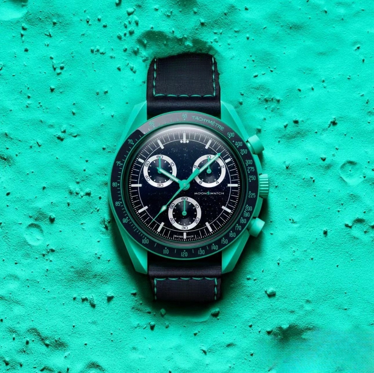 Fluorescent Green Aurora Watch Automatic Quartz Watch Bioceramics Men's Watch High Quality waterproof glow-in-the dark Chronograph Belt Watch