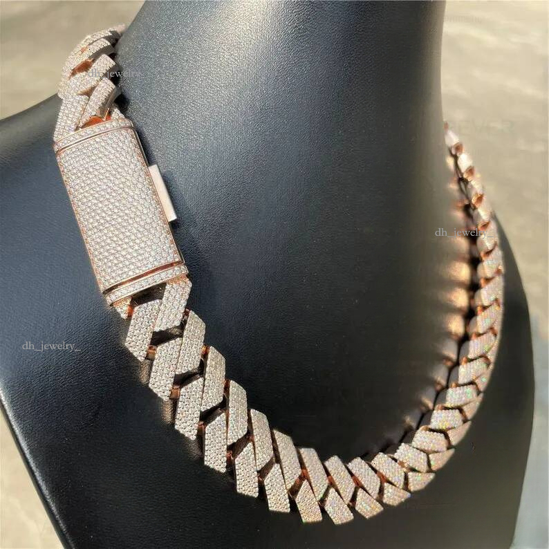 20MM width necklace iced out pass dia tester Sterg Vvs moissanite pendant Cuban k chain