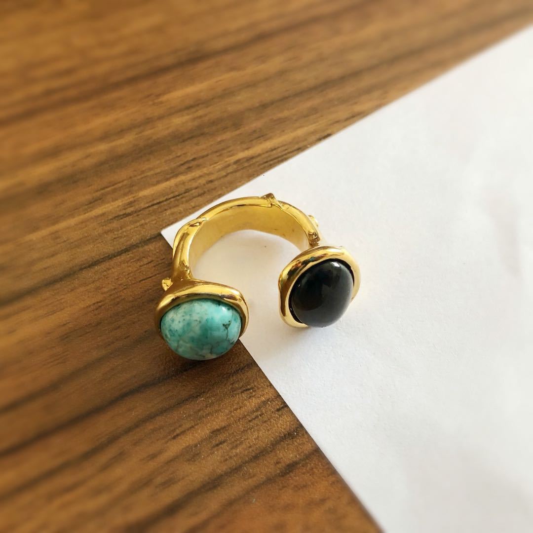Brass Wedding Band Ring for Women, Minimalist Irregular Design with Gemstone Inlay, Trendy French Engagement Ring